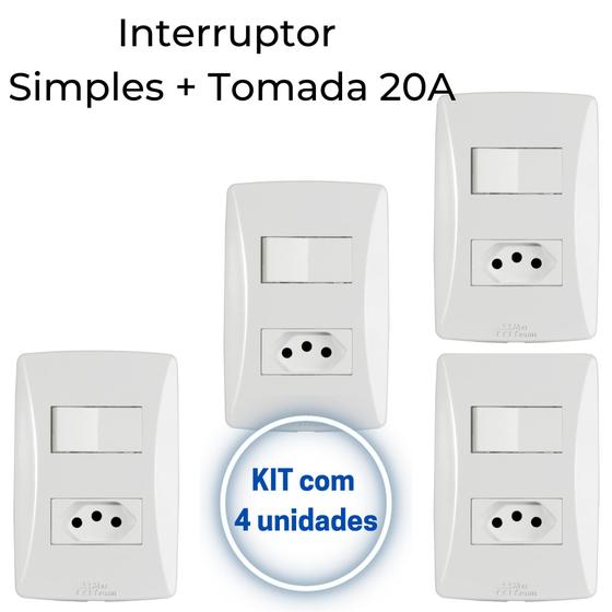 INTERRUPTOR SIMPLES + TOM. 20A KLIN BRANCO  S/ PLACA W