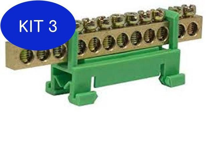 BARRAM. P/ DIN XP0609K-12P TERRA COM 12 BORNES -  VERDE - JNG